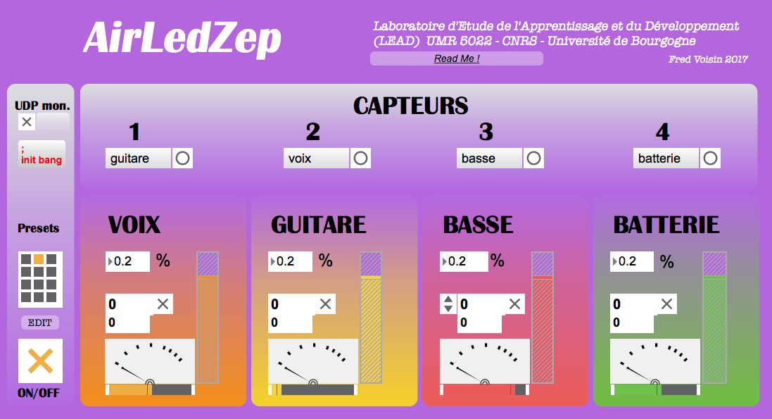 Interface de contrôle, dans MaxMSP